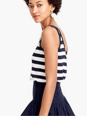 J. Crew Navy and White Striped Scoop Tank